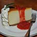 New York cheesecake with strawberry sauce